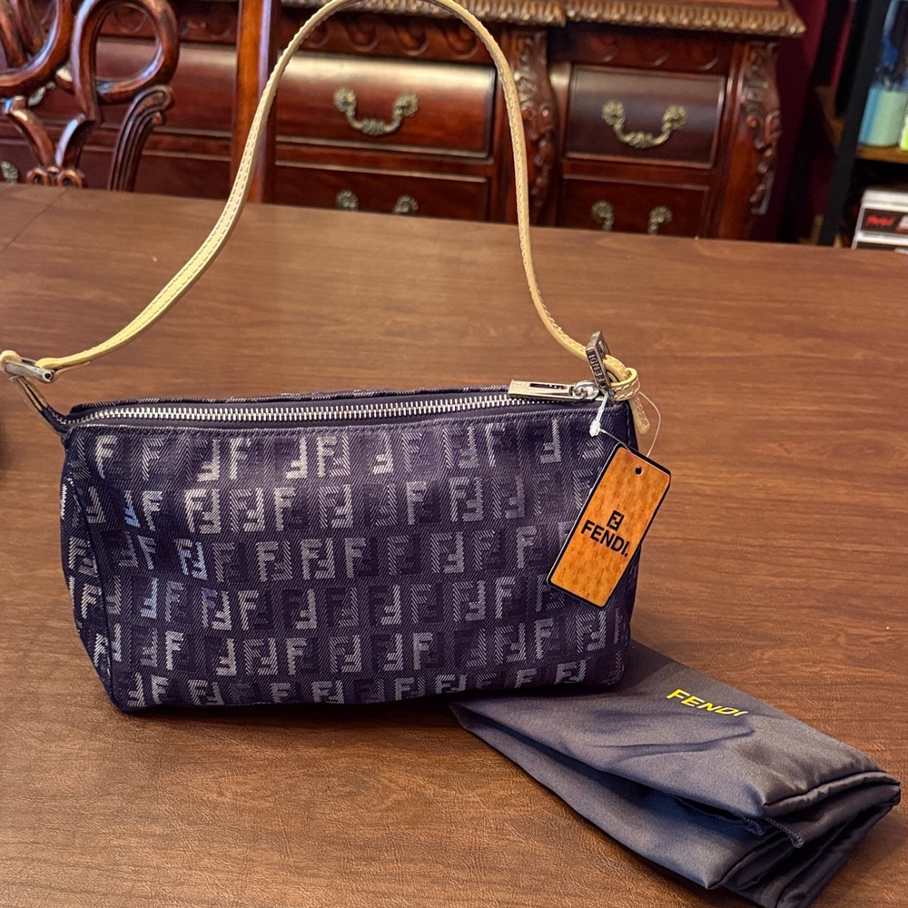 Fendi Dark Blue Monogram Shoulder Bag
